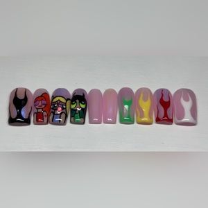 Powderpuff girls press on nails